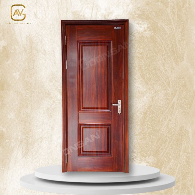 Cửa nhôm nguyên tấm phòng ngủ màu vân gỗ