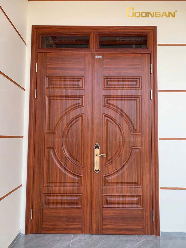 Mẫu Cửa Nhôm Giả Gỗ 2 Cánh Được Sản Xuất Từ Nhôm Vân Gỗ AVG 2 Mẫu cửa nhôm giả gỗ 2 cánh AVG cực sang trọng